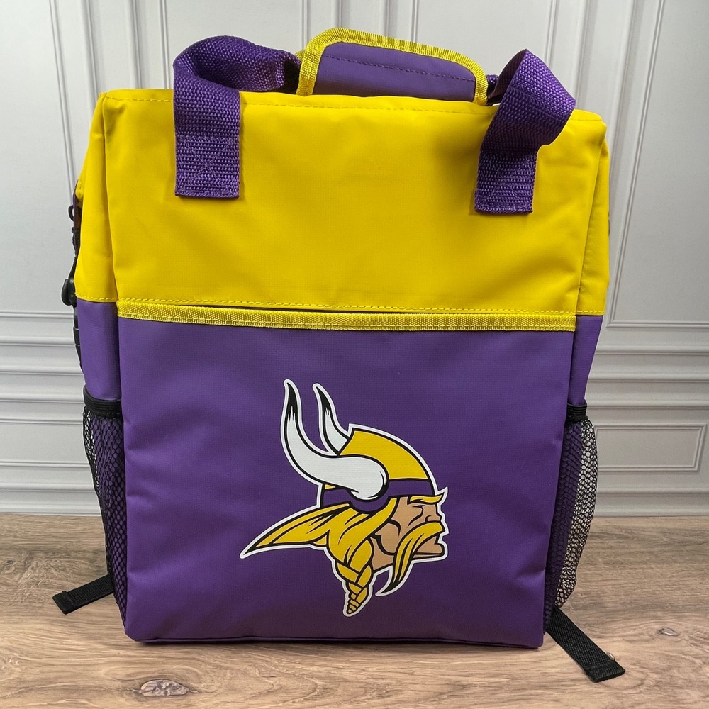 Minnesota Vikings Yellow Purple Insulated Lunch Backpack Bag Cooler NFL Football